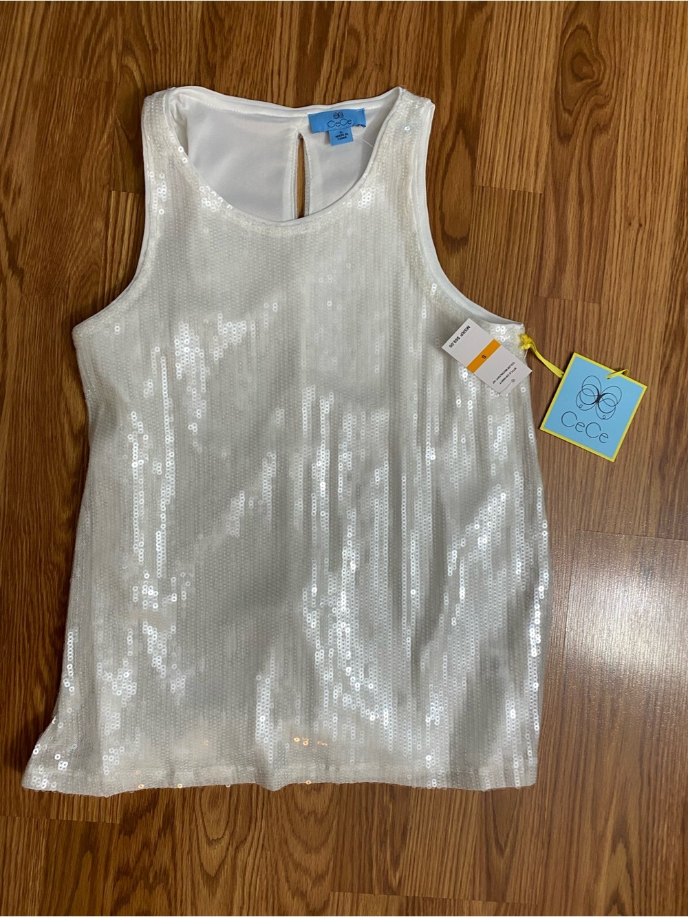 CeCe White Sequin Tank Top